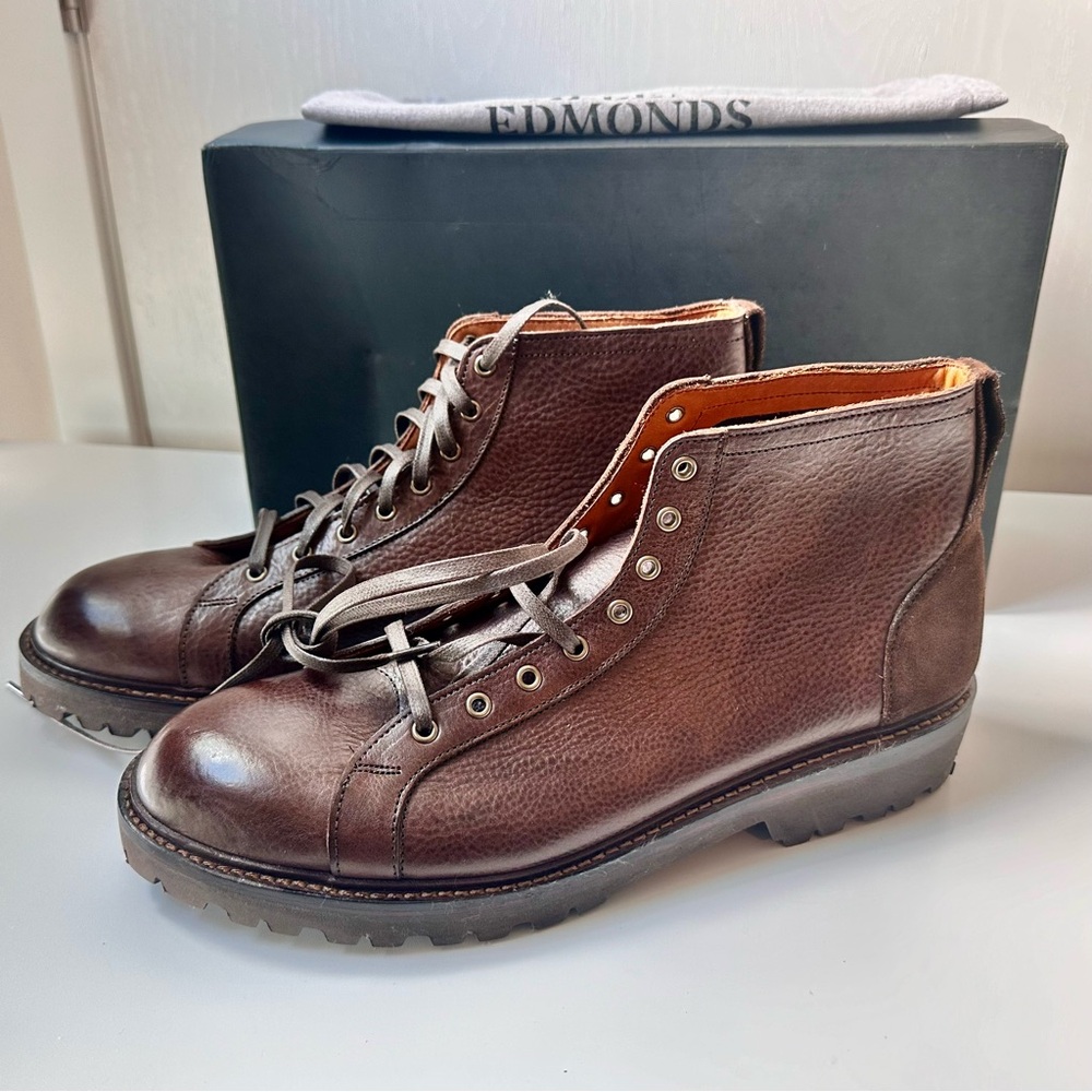 Allen Edmonds Discovery Cognac Lace Up Boots, Size 13D NWB